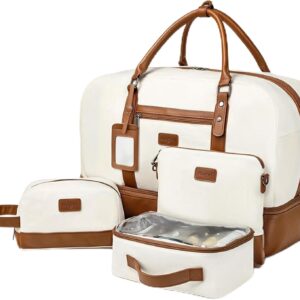 4PCS Weekender Bags for Women Large Overnight Weekend Travel Duffel Bags | Travel Bag Carry-on Tote Hospital Bag with Shoe Compartment Crossbody Toiletry Bag for Travel Business Gym Water Resistant