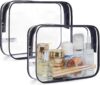 BAGSMART Clear Toiletry Bag 2-Pack TSA Approved Water-Repellent, Black | Carry on Travel Accessories Bag, Airport Airline Quart Size Bags for Women Men, Makeup Cosmetic Bag