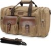 Wildroad Waxed Canvas Duffle Bag – 60L Weekender Overnight Travel Bag | Gifts for Men, Holiday Birthday Gift for Dad, Husband & Partner, Carry-on Size, Multiple Pockets, Waterproof, Vintage Brown