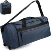 uarition 70L Foldable Rolling Duffle Bag with Wheels | 28” Large Duffle Bag for Travel, Carry On Luggage Duffel Bag for Traveling/Camping/Moving, Water Resistant, Blue