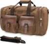 Wildroad Waxed Canvas Duffle Bag – 50L Weekender Overnight Travel Bag | Gifts for Men, Holiday Birthday Gift for Dad, Husband & Partner, Carry-on Size, Multiple Pockets, Waterproof, Dark Brown